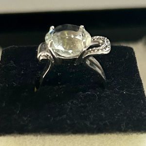 💍14k White Gold over Sterling Silver 925 beautiful Green Amethyst and 💎 ring💍